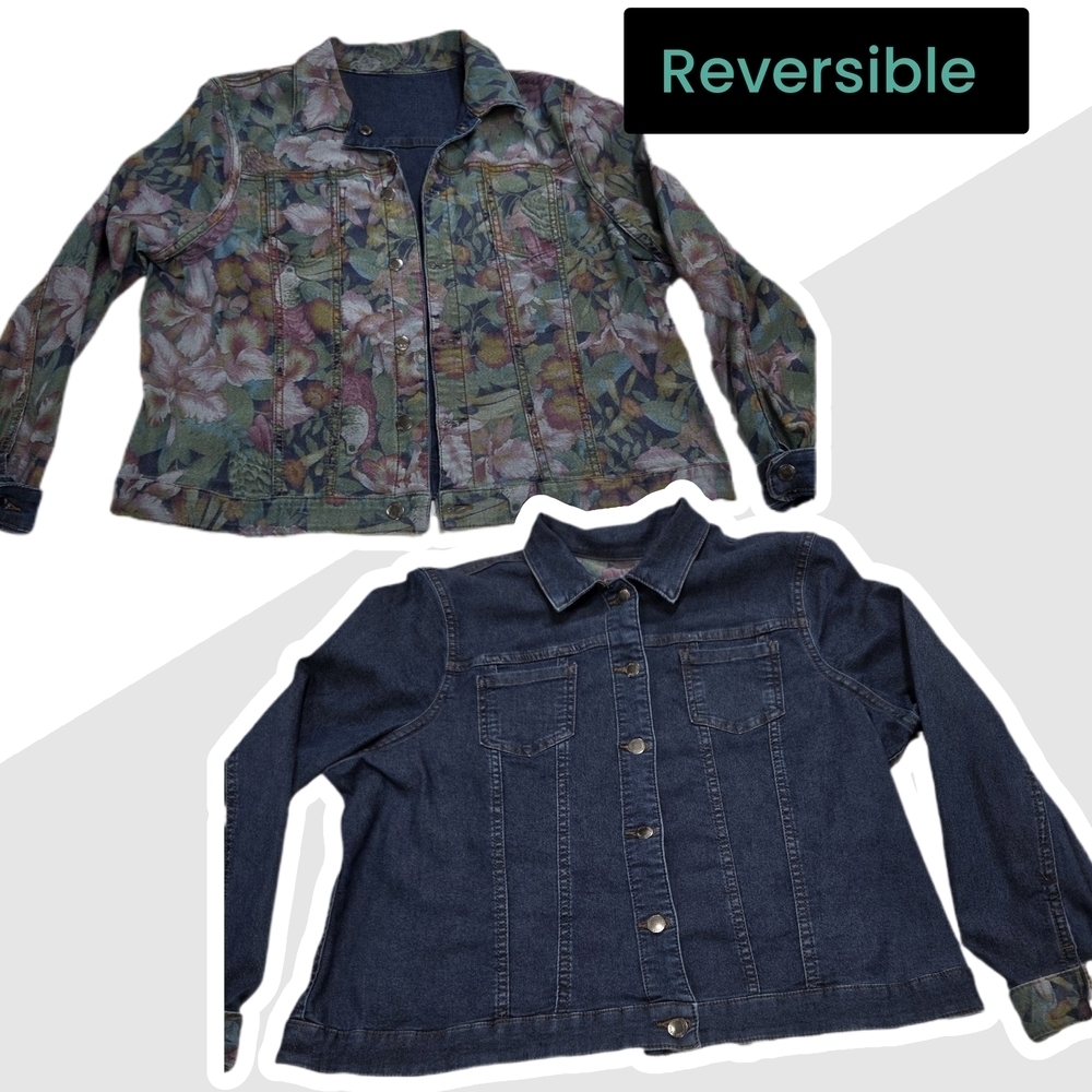 Reversible Floral and Denim Jacket Gentle Used